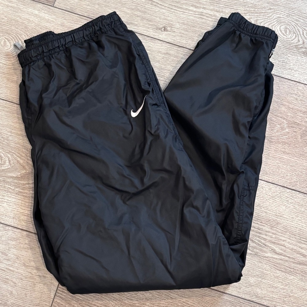 Vintage Nike Track Pants Mens Large Black Jersey Lined Joggers Windpants Y2K